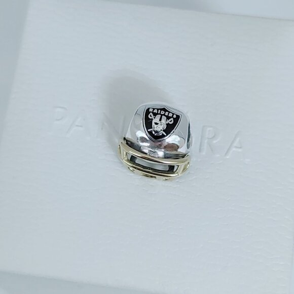 Pandora Las Vegas Raiders Football Helmet Bead Charm Pendant S925 ALE - Picture 3 of 7